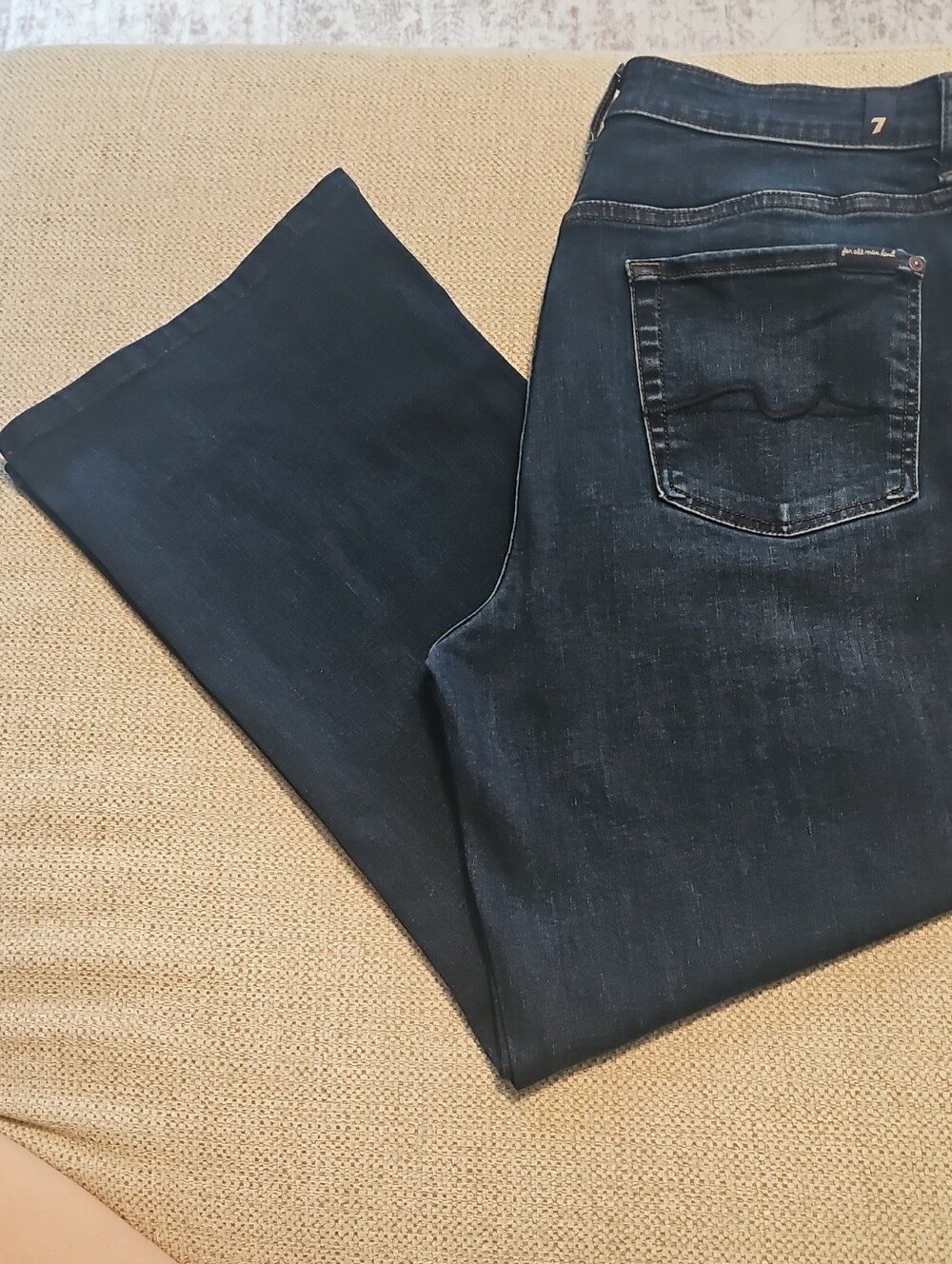 7 For All Mankind Women's Dark Blue Wide Leg Jeans Alexa - Alexandria